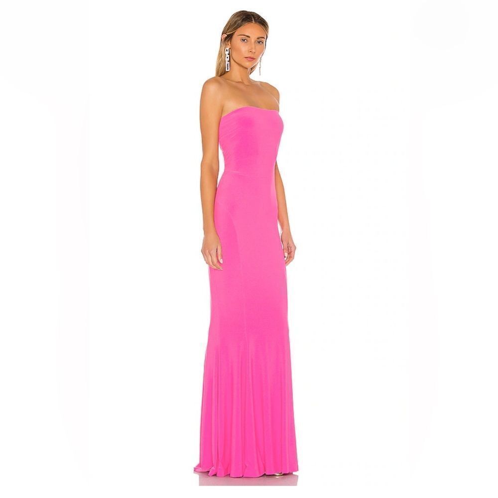 Norma Kamali x REVOLVE Strapless Fishtail Gown in Orchid Strapless NWT flaw S - Picture 3 of 10